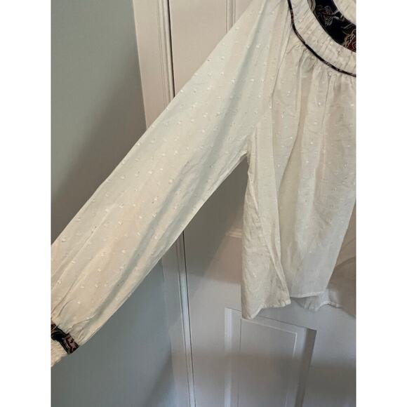 NWT Anthropology Forever That Girl Women's 4 White Popover Top V Neck Sparkle - Picture 13 of 15